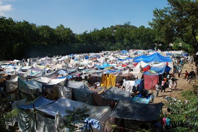 Relief camp for 3000 in Haiti: tents are crucial now but need will grow for more permanent structures