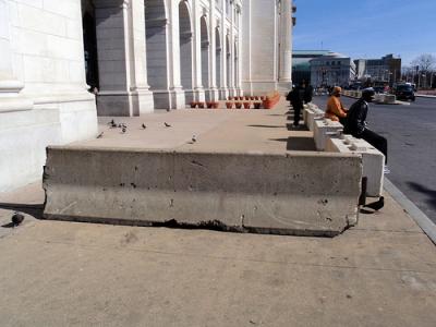 photo of concrete barriers outside DC's Union Station