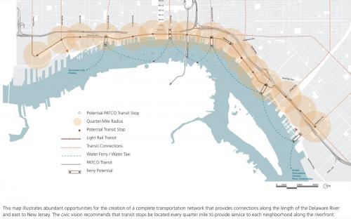 This riverfront plan seeks to reverse the trend of regional expansion through the greenfield development of 1,100 acres of land stretching over seven miles at the center of the city. A new grid is proposed, one that connects neighborhoods to the riverfront and new civic boulevards with mass transportation that is part of a regional network of traffic and transportation that supports compact, pedestrian-friendly mixed-use development.