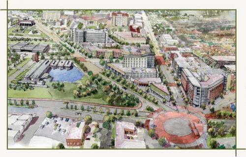 Overall rendering of 11-acre Museum Place mixed-use development in Fort Worth's Cultural District