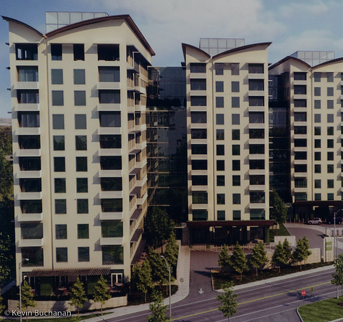 The Stayton at Museum Way in the SoSeven mixed-use development is a large highrise retirement condo development in the development's southern portion, adjacent to the ArtHouse condos, Residence Inn, and Parkside Lofts & Shops.
